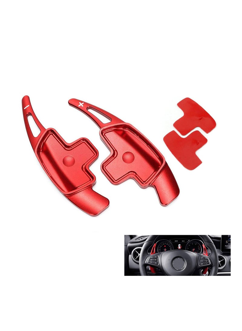Steering Wheel Paddle Shifter Extension, Aluminum-Alloy Shift Paddle For A B C CLA CLS E G GL GLA GLC GLE GLS for Metris S SL SLC Class (Red) - Image 1