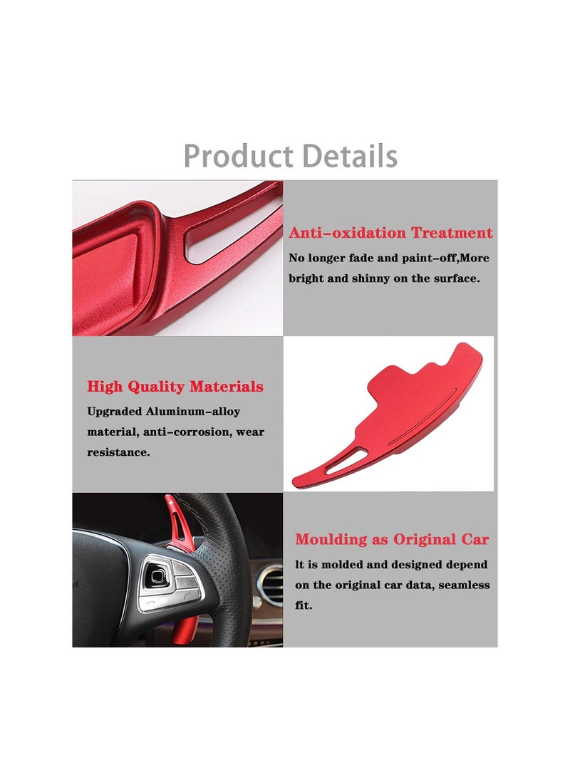 Steering Wheel Paddle Shifter Extension, Aluminum-Alloy Shift Paddle For A B C CLA CLS E G GL GLA GLC GLE GLS for Metris S SL SLC Class (Red) - Image 5