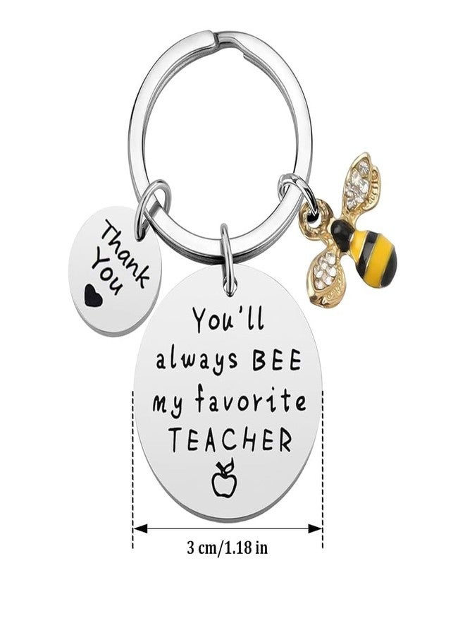 CGBOOM Teacher Gifts Keychain Teacher Appreciation Keyring Thank You Gifts for Women Man Teacher Teacher's Day Birthday Gift Keepsake Retirement Gift Christmas Gift - You'll always BEE my favorite TEACHER - Image 2