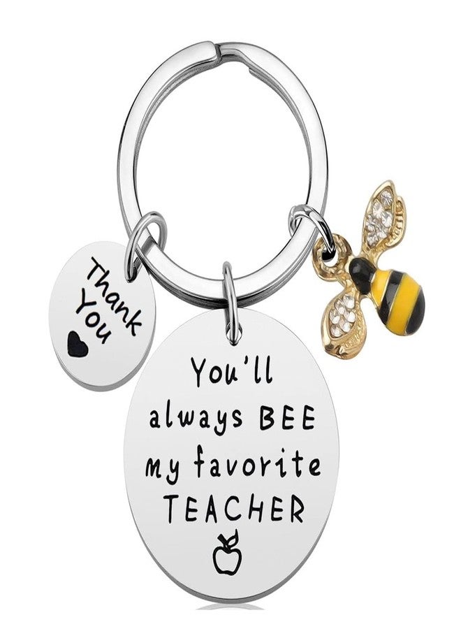CGBOOM Teacher Gifts Keychain Teacher Appreciation Keyring Thank You Gifts for Women Man Teacher Teacher's Day Birthday Gift Keepsake Retirement Gift Christmas Gift - You'll always BEE my favorite TEACHER - Image 1