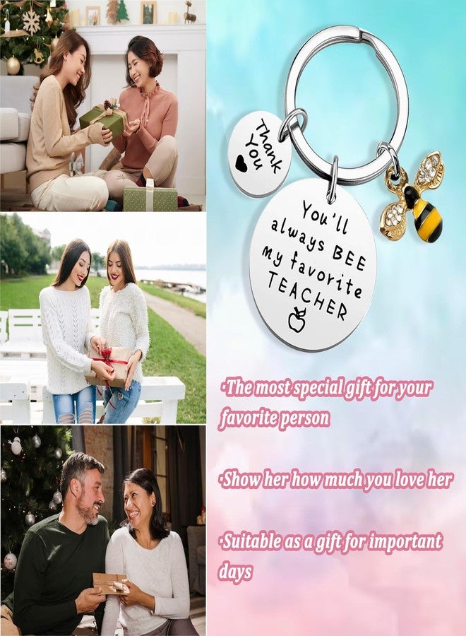 CGBOOM Teacher Gifts Keychain Teacher Appreciation Keyring Thank You Gifts for Women Man Teacher Teacher's Day Birthday Gift Keepsake Retirement Gift Christmas Gift - You'll always BEE my favorite TEACHER - Image 4