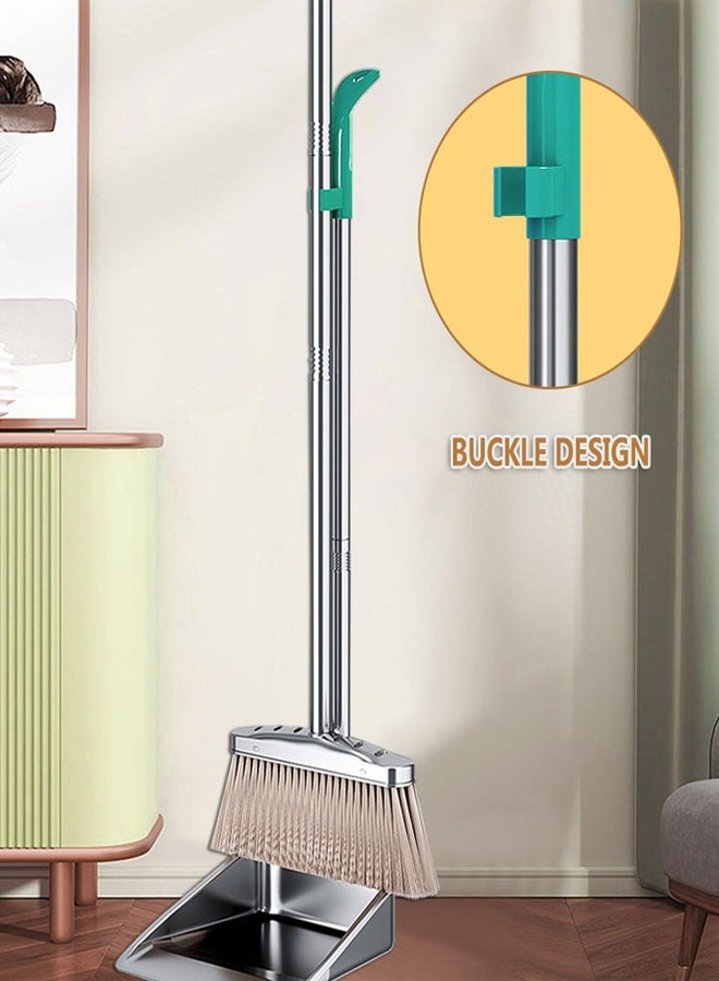 HAWAWA Upright Broom and Dustpan Set with Long Handle, Heavy Duty Stainless Steel Dustpan with Broom Combo Set for Sweeping Indoor Outdoor Kitchen Home Lobby Floor - Image 4