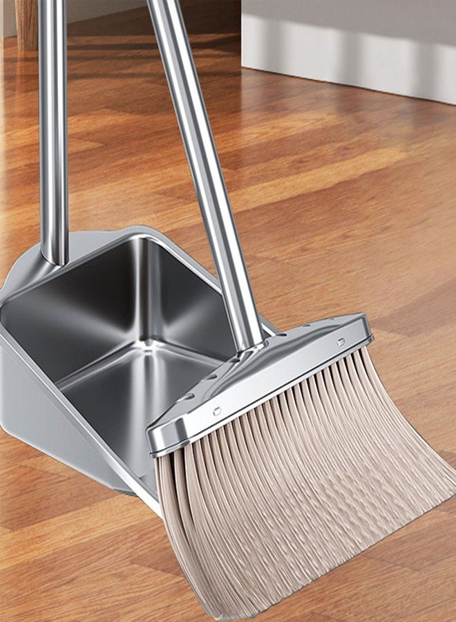 HAWAWA Upright Broom and Dustpan Set with Long Handle, Heavy Duty Stainless Steel Dustpan with Broom Combo Set for Sweeping Indoor Outdoor Kitchen Home Lobby Floor - Image 5