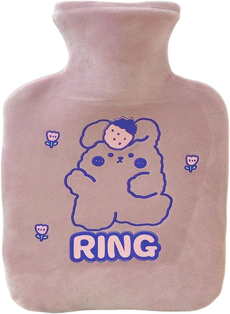 GGOOT Heating Bottle for Cramps,350ml Cute Cartoon Hot Water Bottle with Soft Fleece Cover - Reusable Hot Water Bag Winter Supplies for Shoulder Tummy Menstrual Cramps Relief - Image 1