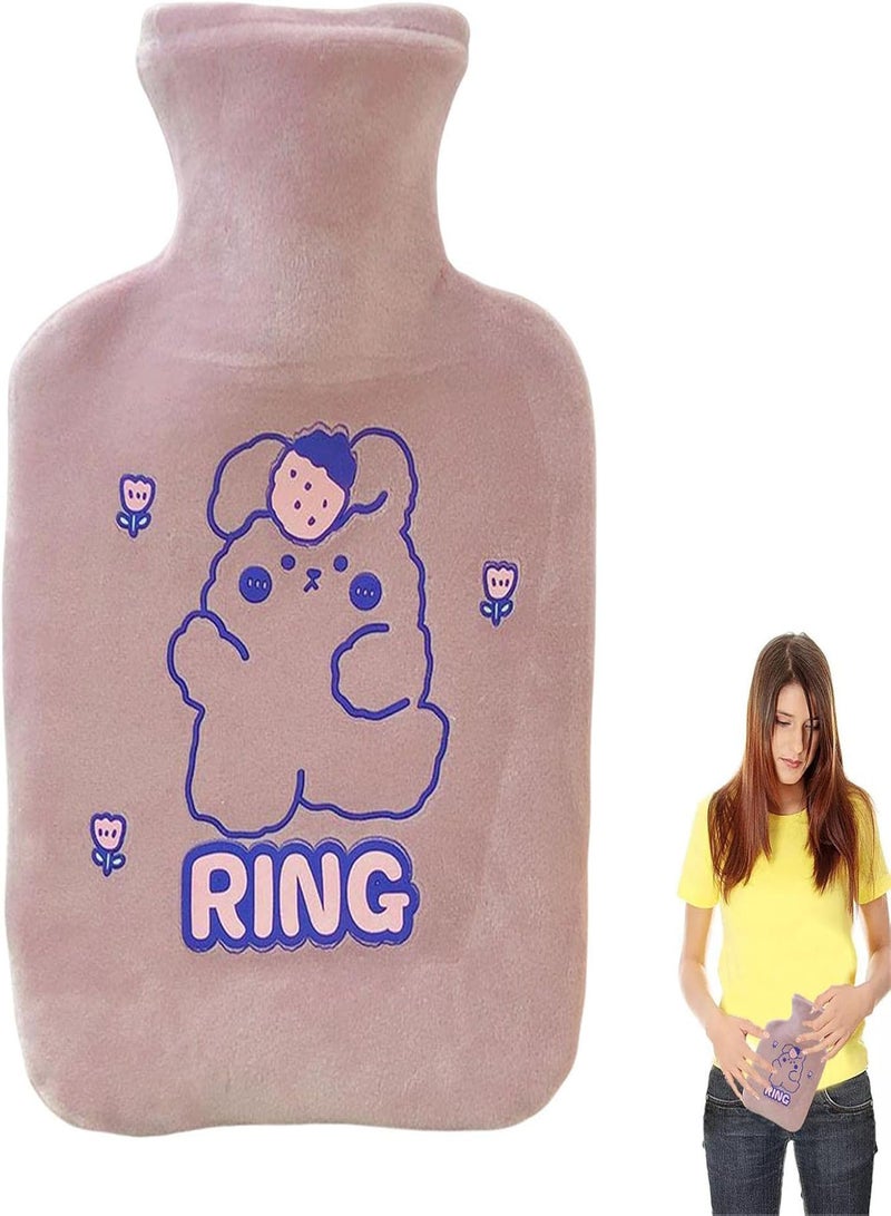 GGOOT Heating Bottle for Cramps,350ml Cute Cartoon Hot Water Bottle with Soft Fleece Cover - Reusable Hot Water Bag Winter Supplies for Shoulder Tummy Menstrual Cramps Relief - Image 5