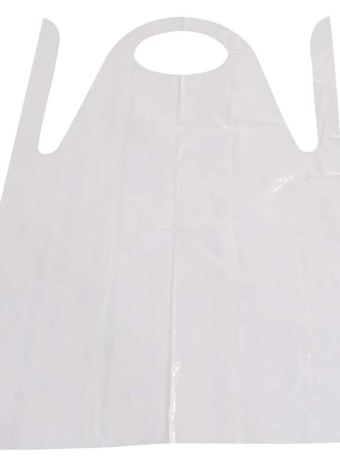 shalimar - 100 Piece Waterproof Disposable Apron for Kitchen and Restaurants /Hospital Plastic Apron White - Image 1