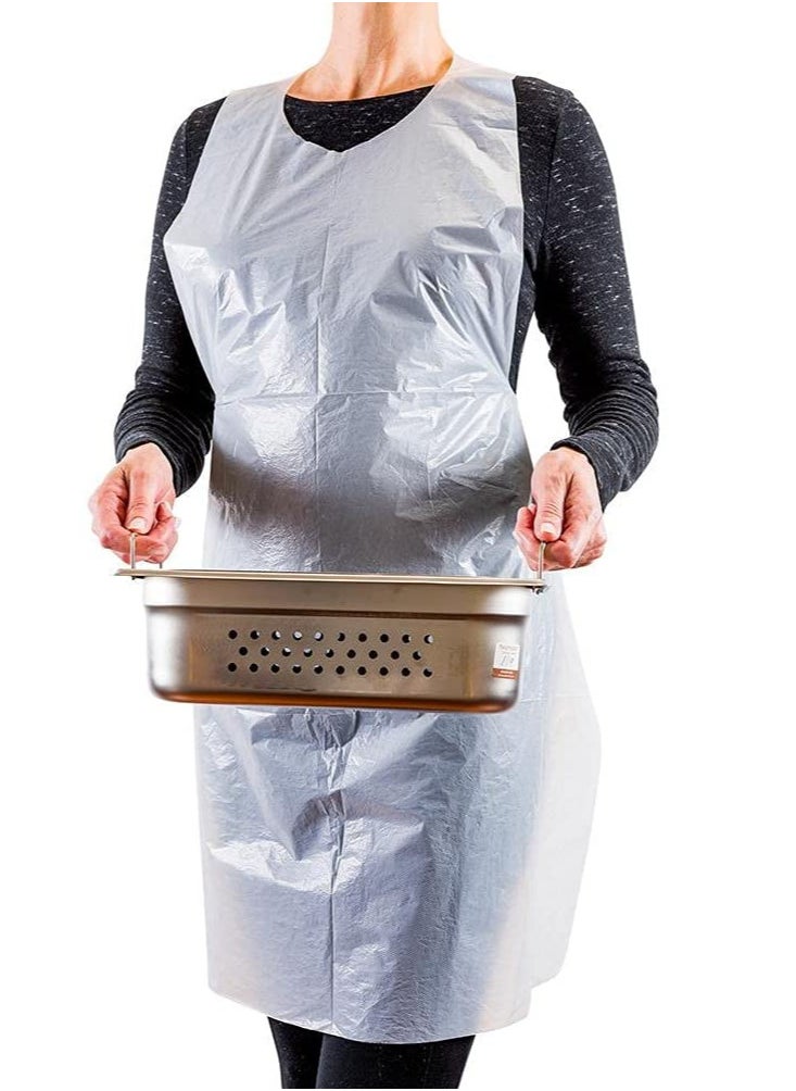 shalimar - 100 Piece Waterproof Disposable Apron for Kitchen and Restaurants /Hospital Plastic Apron White - Image 1