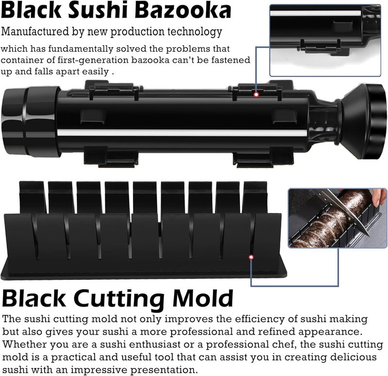 FUNGYAND Sushi Making Kit, 27-in-1 Professional Maker Set with Bazooka Roller, Nigiri & Musubi Presses, Bamboo Mats, Knife, Chopsticks, Ceramic Dishes - Ideal for Beginners - Image 3