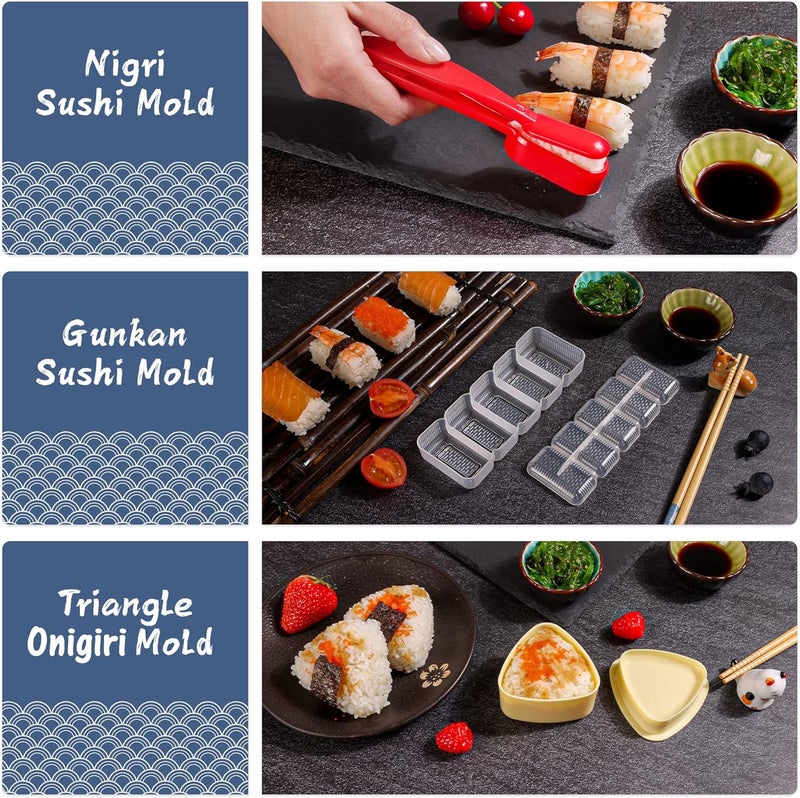 FUNGYAND Sushi Making Kit, 27-in-1 Professional Maker Set with Bazooka Roller, Nigiri & Musubi Presses, Bamboo Mats, Knife, Chopsticks, Ceramic Dishes - Ideal for Beginners - Image 4