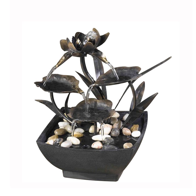 Jeco Cadono Metal Leaves Tabletop Fountain - Image 1