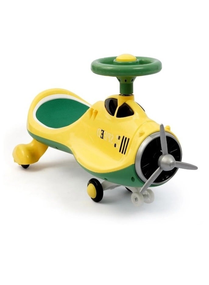 سبيد لعبة طائرة صفراء للأطفال - طائرة دفع يدوية مزودة بعجلة قيادة ومروحة - مركبة آمنة وممتعة للأطفال الصغار - Image 2