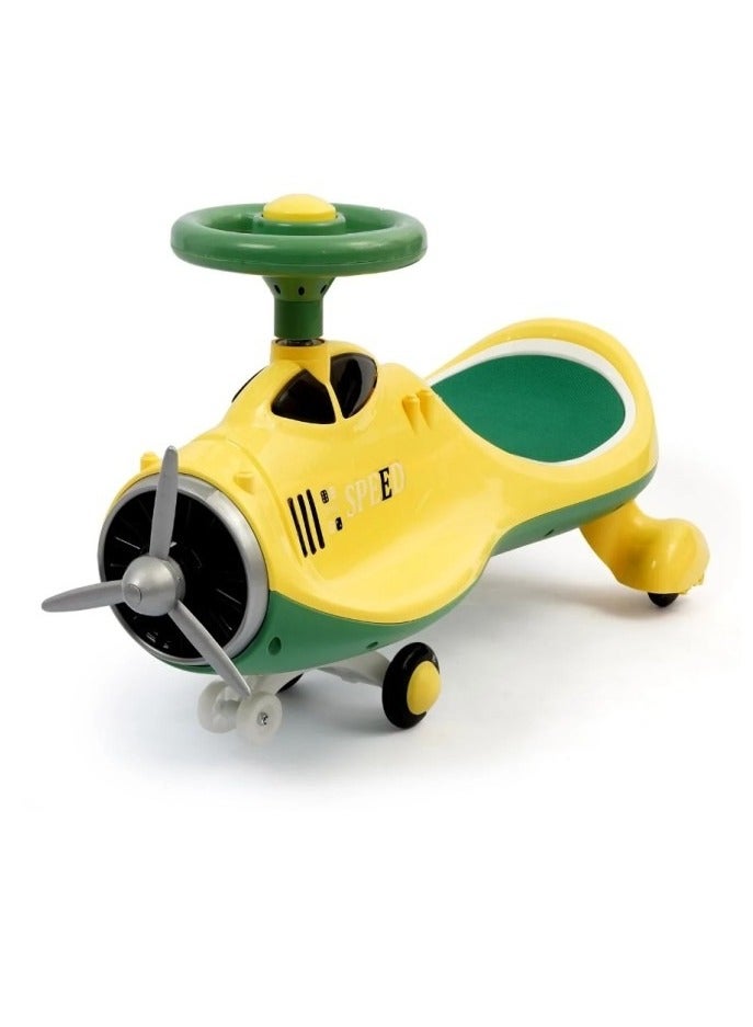 سبيد لعبة طائرة صفراء للأطفال - طائرة دفع يدوية مزودة بعجلة قيادة ومروحة - مركبة آمنة وممتعة للأطفال الصغار - Image 1