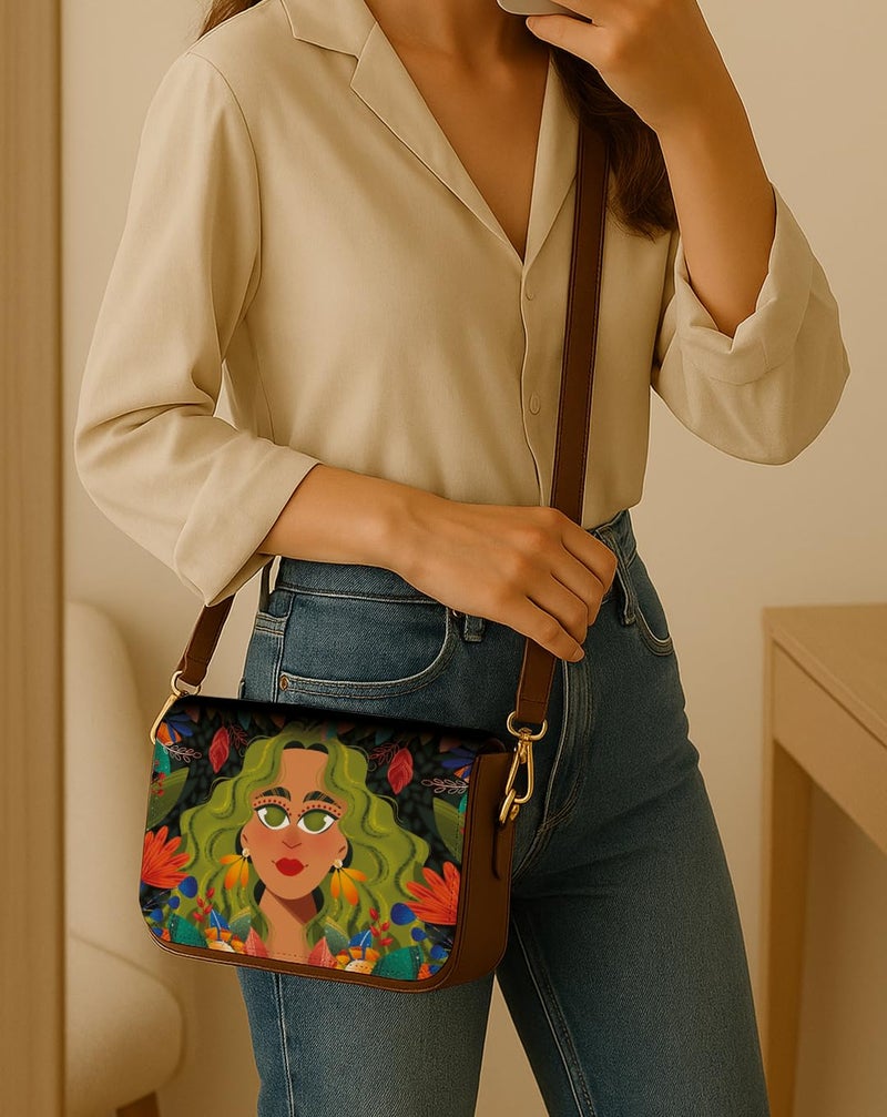 Kalankit Sling Bag | Vegan Leather Sling Bag for Woman, Trendy Crossbody Bags for Women | Everyday Side Bag & Shoulder Purse, Travel Companion & Birthday Gifts for Women | Wildflower Girl - Image 2