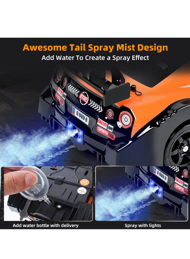 XiuWoo RC Drift Car 2.4GHz 1:16 Scale 4WD High Speed Remote Control Cars Vehicle with LED Lights Two Batteries and Drifting Tires Racing Sport Toy Cars for Adults Boys Girls Kids,Black and White  - Image 3