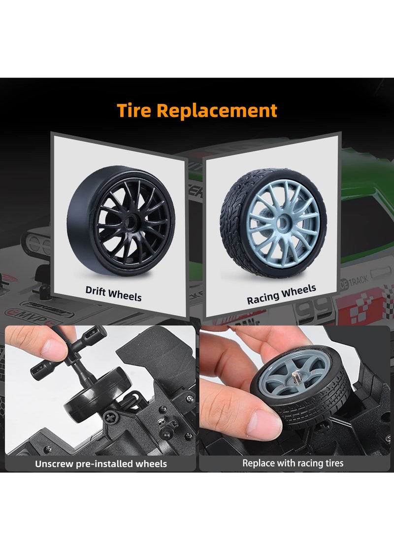 XiuWoo RC Drift Car 2.4GHz 1:16 Scale 4WD High Speed Remote Control Cars Vehicle with LED Lights Two Batteries and Drifting Tires Racing Sport Toy Cars for Adults Boys Girls Kids,Black and White  - Image 4