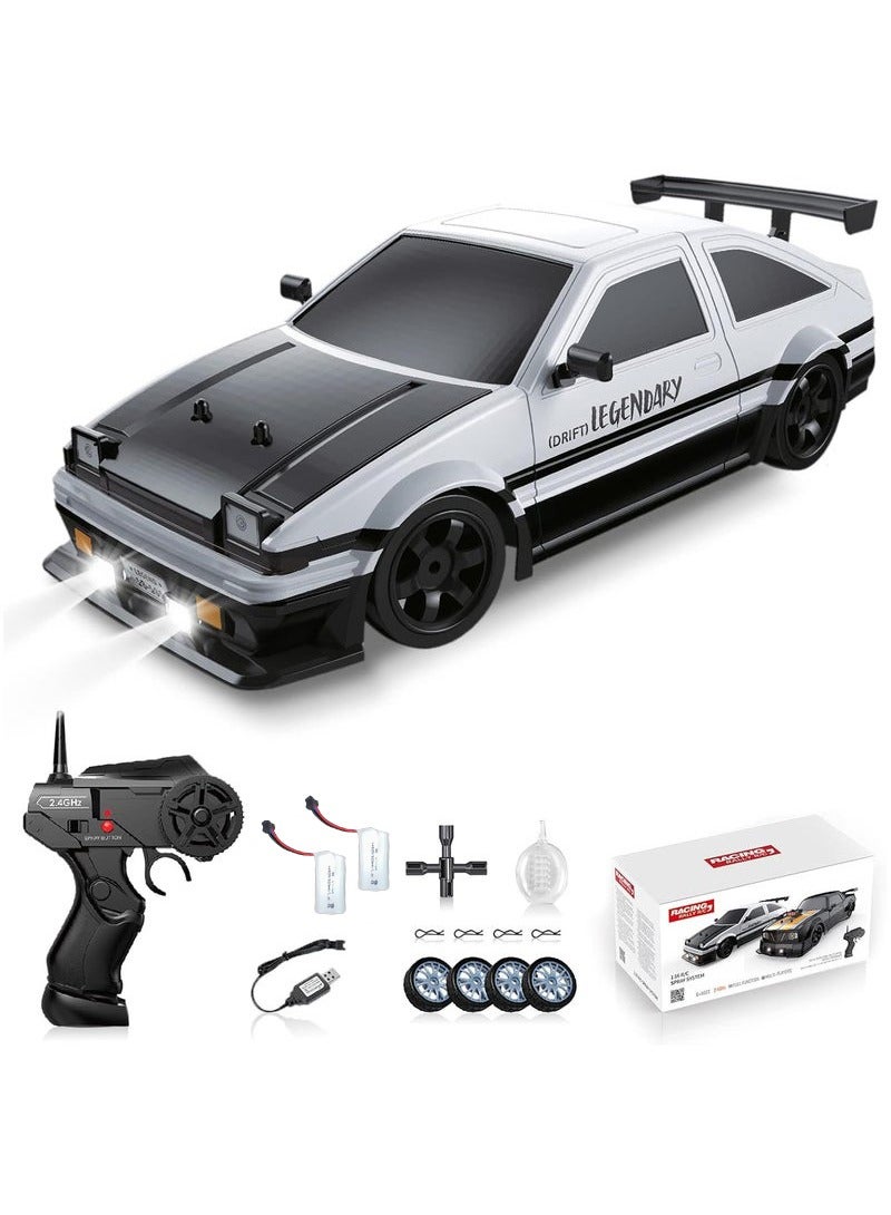 XiuWoo RC Drift Car 2.4GHz 1:16 Scale 4WD High Speed Remote Control Cars Vehicle with LED Lights Two Batteries and Drifting Tires Racing Sport Toy Cars for Adults Boys Girls Kids,Black and White  - Image 1