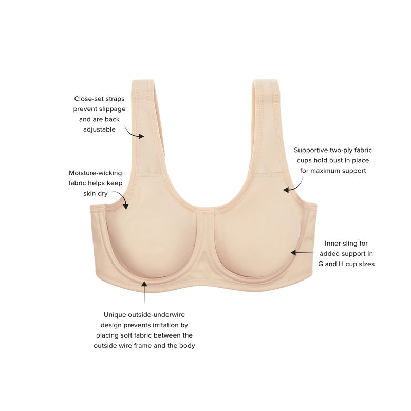 Wacoal Women's Full Support Underwire Sport Bra, Sand, 36DD - Image 3