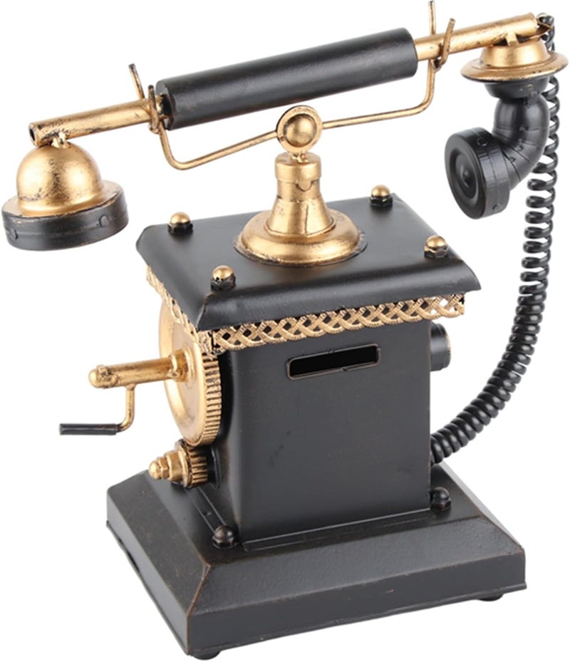 European Hand Phone r, Vintage Home, Retro Black Iron Phone with Hand Welded Ship, for Window Di, Li - Image 2