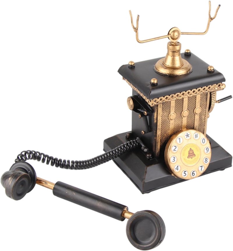 European Hand Phone r, Vintage Home, Retro Black Iron Phone with Hand Welded Ship, for Window Di, Li - Image 5