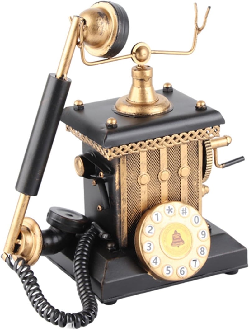 European Hand Phone r, Vintage Home, Retro Black Iron Phone with Hand Welded Ship, for Window Di, Li - Image 4