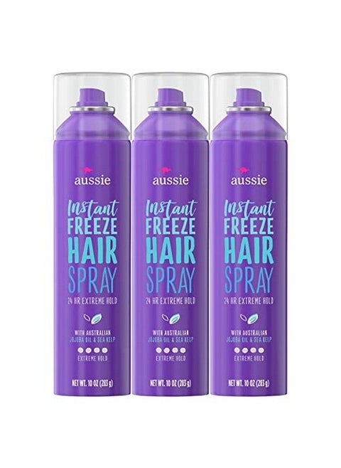 Instant Freeze Hairspray With Jojoba & Sea Kelp Strong Hold 10.0 Oz Triple Pack