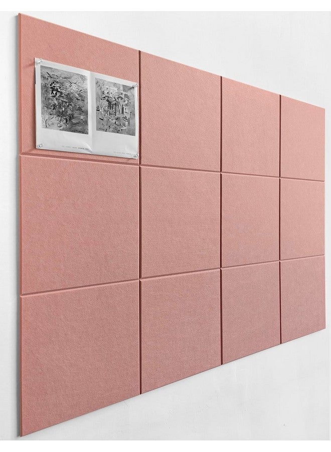 ديكوريتا بديل لوح الفلين الكبير - 47 × 35 بوصة، 12 قطعة من بلاط الحائط المصنوع من اللباد مع علامات تبويب لاصقة آمنة وقابلة للإزالة، بلاط الحائط المصنوع من الفلين، لوح الفلين للمنزل والمكتب، لوحة تثبيت، لوحة تثبيت، 48 × 36 بوصة - وردي - Image 1