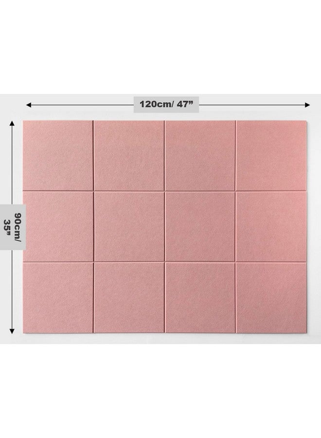 ديكوريتا بديل لوح الفلين الكبير - 47 × 35 بوصة، 12 قطعة من بلاط الحائط المصنوع من اللباد مع علامات تبويب لاصقة آمنة وقابلة للإزالة، بلاط الحائط المصنوع من الفلين، لوح الفلين للمنزل والمكتب، لوحة تثبيت، لوحة تثبيت، 48 × 36 بوصة - وردي - Image 3
