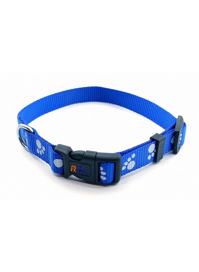 طوق ومقود من النايلون مطبوع عليه مخلب، مجموعة طوق ومقود من النايلون قابل للتعديل بألوان كاملة مثالية للجراء والكلاب والقطط (15 مم، لون أزرق) - Image 3