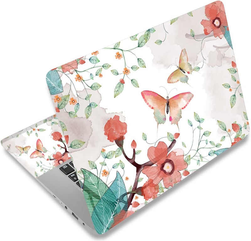 BPA Butterflies Flowers Laptop Skin Sticker - Image 1