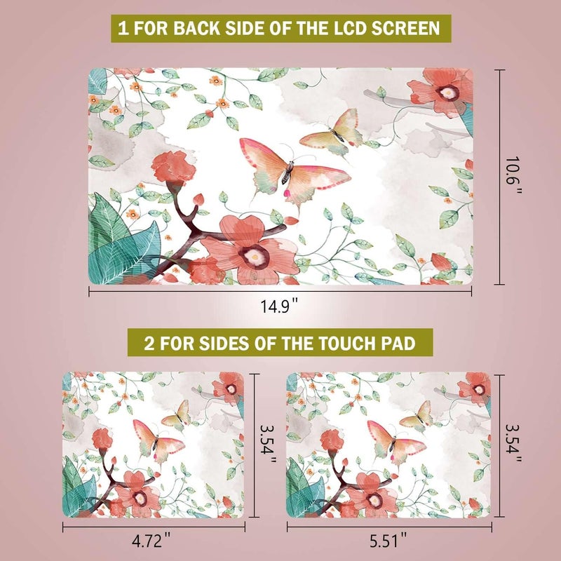 BPA Butterflies Flowers Laptop Skin Sticker - Image 2