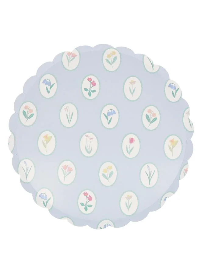 Meri Meri  Bloomsbury Floral Pattern Dinner Plates - Pack of 8, 450gsm Paper Plates with 4 Soft Pastel Floral Designs, Stylish Party Tableware for Garden Parties, Baby Showers & Celebrations  | Best Price UAE