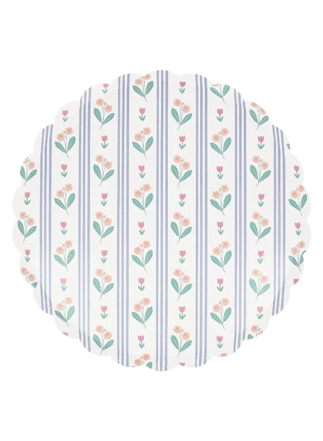 Meri Meri  Bloomsbury Floral Pattern Dinner Plates - Pack of 8, 450gsm Paper Plates with 4 Soft Pastel Floral Designs, Stylish Party Tableware for Garden Parties, Baby Showers & Celebrations  | Best Price UAE