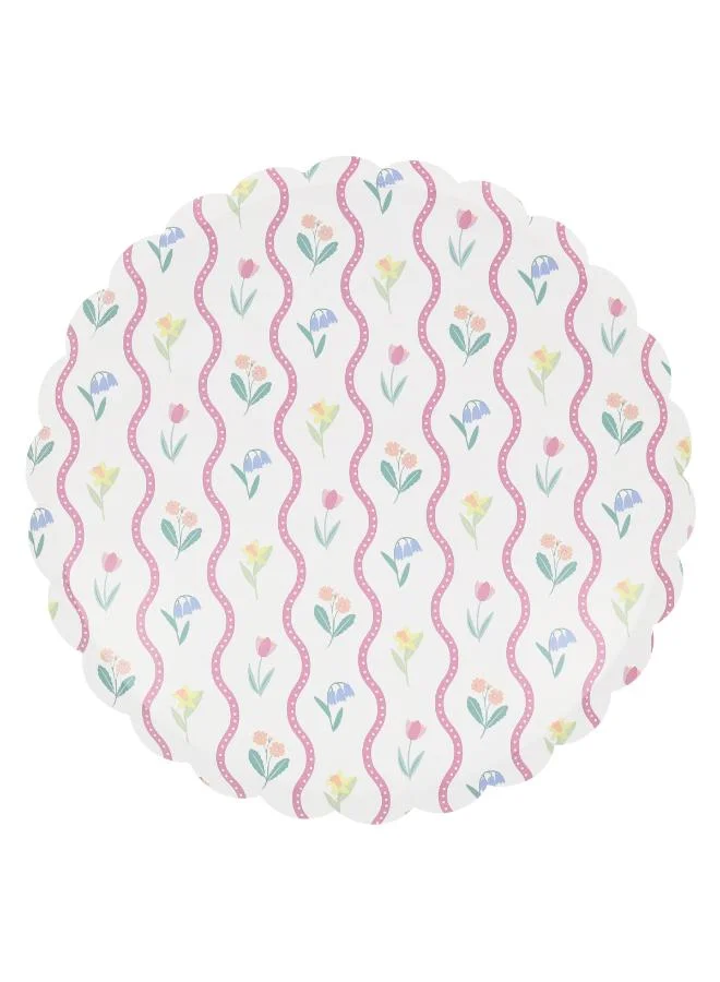 Meri Meri  Bloomsbury Floral Pattern Dinner Plates - Pack of 8, 450gsm Paper Plates with 4 Soft Pastel Floral Designs, Stylish Party Tableware for Garden Parties, Baby Showers & Celebrations  | Best Price UAE
