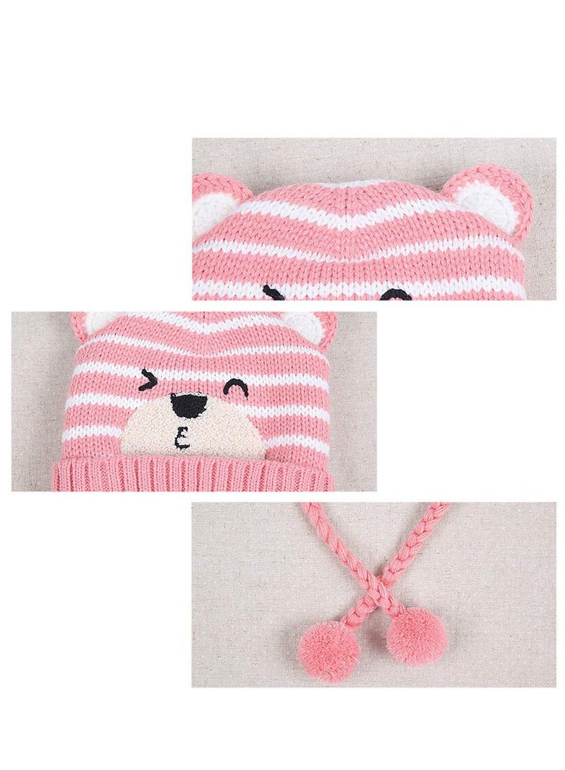 Y&D Winter Baby Hats, Cute Pink Toddler Warm Scarf Hat, Neck Warmer Knitted Earflap Beanie Hat for Girls 6-24 Months  - Image 5