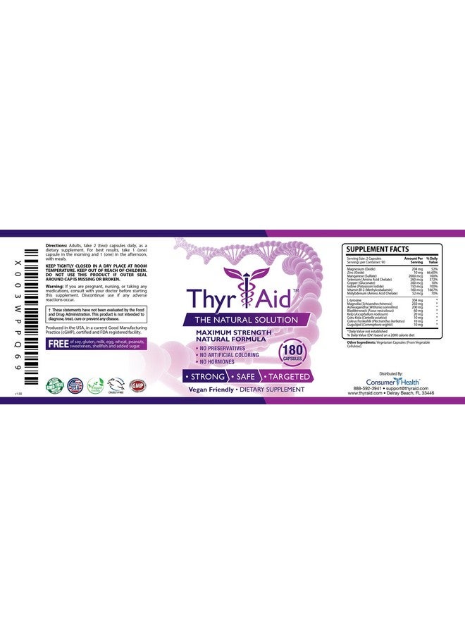 ThryAid ThyrAid: Best Thyroid Support Supplement - Boosts Metabolism & Energy Levels and Maintains Healthy Weight - Supports Healthy Thyroid Function -Vegan friendly Formula - 2 Bottles (2 Months Supply) - Image 2