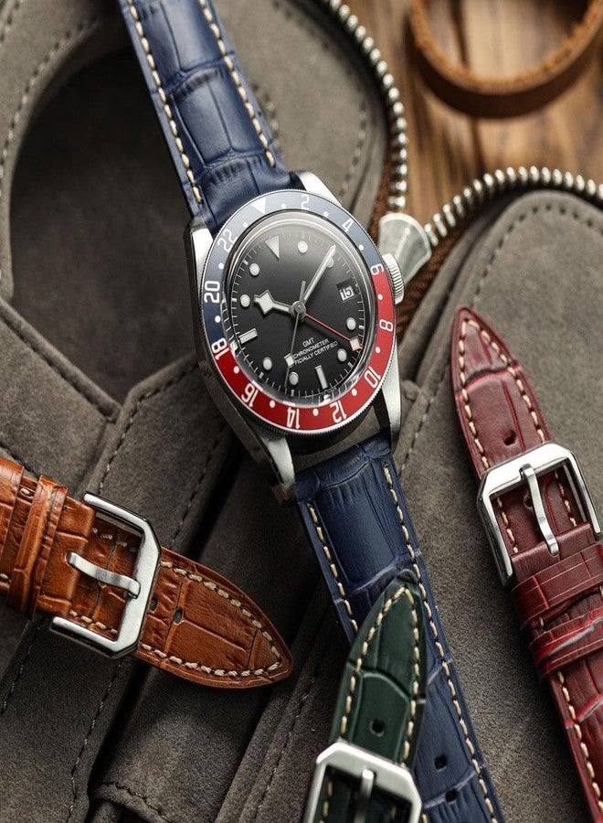 WatchGecko Carolina Gator Genuine Leather Watch Strap, Alligator-Embossed Calf Leather, Padded Design with Quick-Release Spring Bars, Multiple Colours, 20mm, 22mm, 22mm, Leather, no gemstone - Image 2