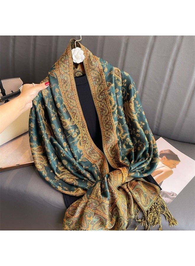 OLUDENIZ Luxury Jacquard Paisley Shawl – Soft Elegant Wrap with Fringe for All Occasions - Image 1