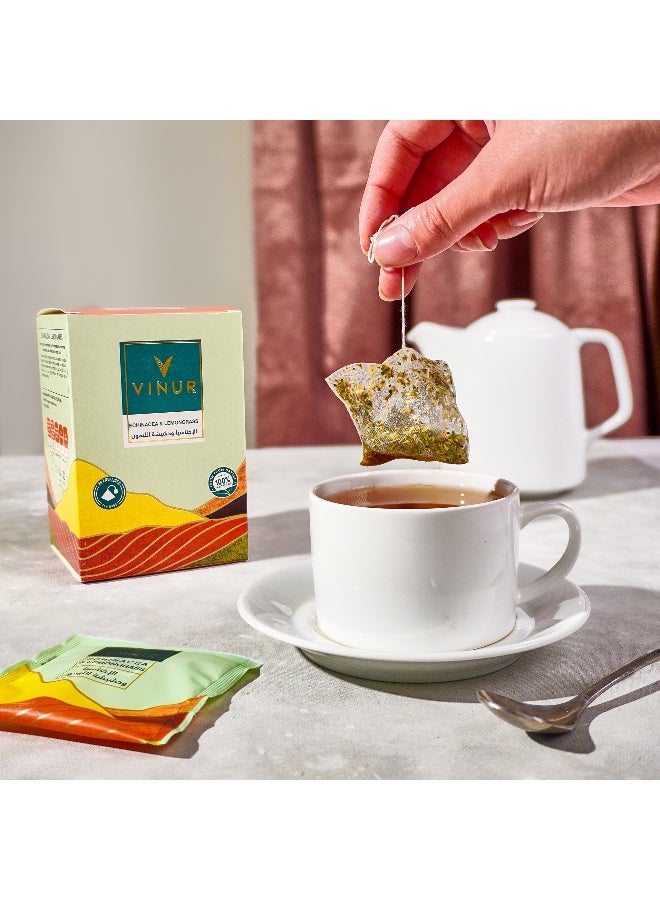 VINUR VINUR Organic Echinacea & Lemon Grass Herbal Tea – 20 Pyramidal Tea Bags - Image 4