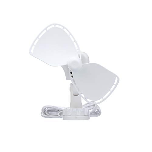SEEKR Ultimate™ Fan from by Caframo. Grill-free, whisper-quiet 12V fan with shock-absorbing FingerSafe™ blades, 2-speeds, direct wire connection. Made in Canada. White. - Image 1