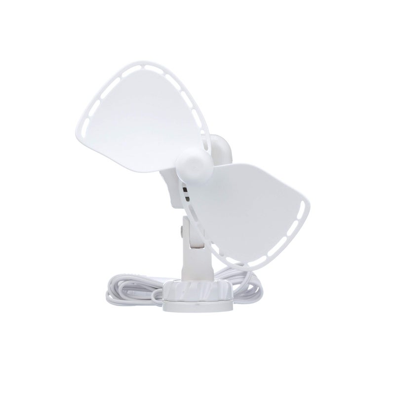 SEEKR Ultimate™ Fan from by Caframo. Grill-free, whisper-quiet 12V fan with shock-absorbing FingerSafe™ blades, 2-speeds, direct wire connection. Made in Canada. White. - Image 4