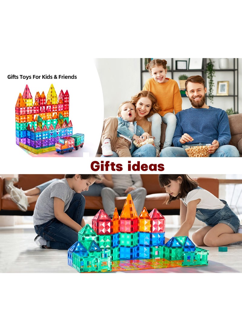 Pretocter Magnetic Building Blocks Tiles Set for Kids,STEM Educational 3D Building Blocks,  Creativity DIY Building Puzzle Toys Gift for Kids/Toddler/Early Preschool(60pcs/100pcs-Multicolor)  - Image 5