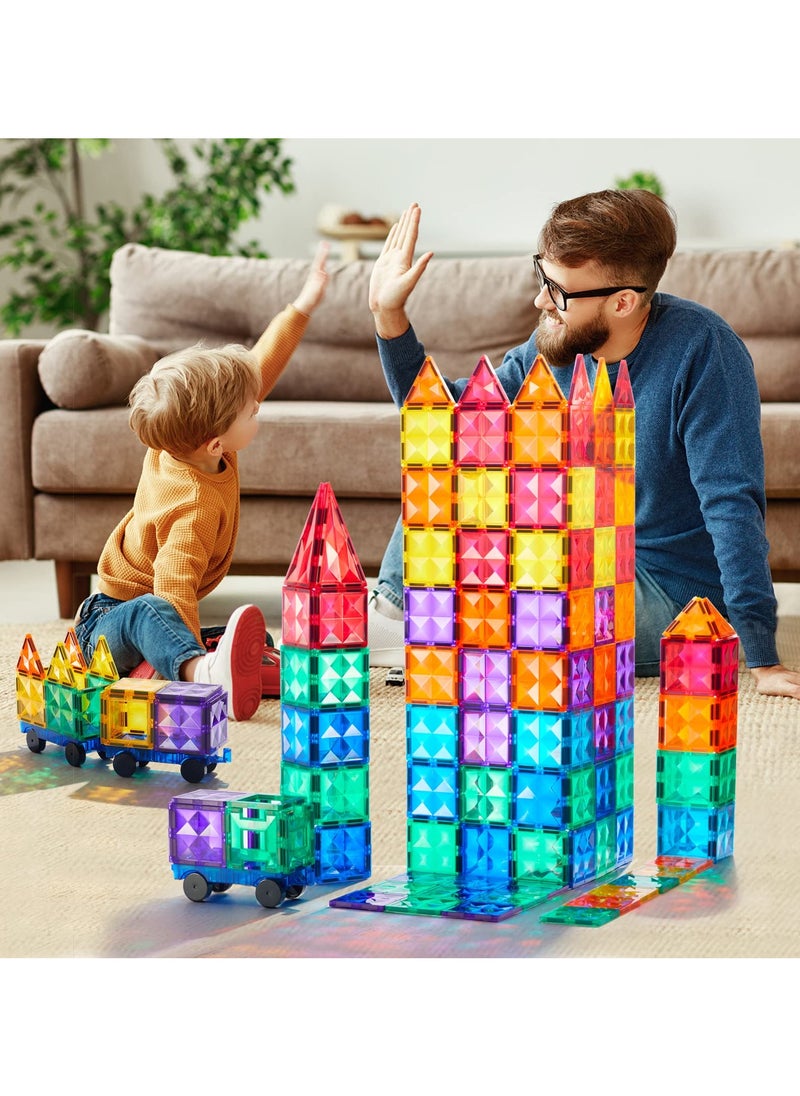Pretocter Magnetic Building Blocks Tiles Set for Kids,STEM Educational 3D Building Blocks,  Creativity DIY Building Puzzle Toys Gift for Kids/Toddler/Early Preschool(60pcs/100pcs-Multicolor)  - Image 2