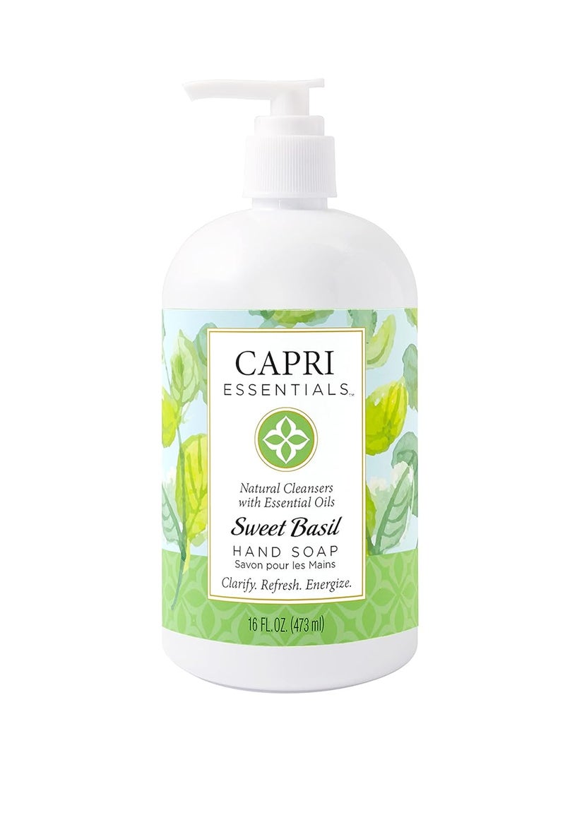 Sweet Basil Natural Hand Soap  Liquid Hand Soap wEssential Oils  PlantBased Liquid Soap  ChemicalFree Hand Wash Soap  Relaxing Natural Soap for Men  Women 16 oz