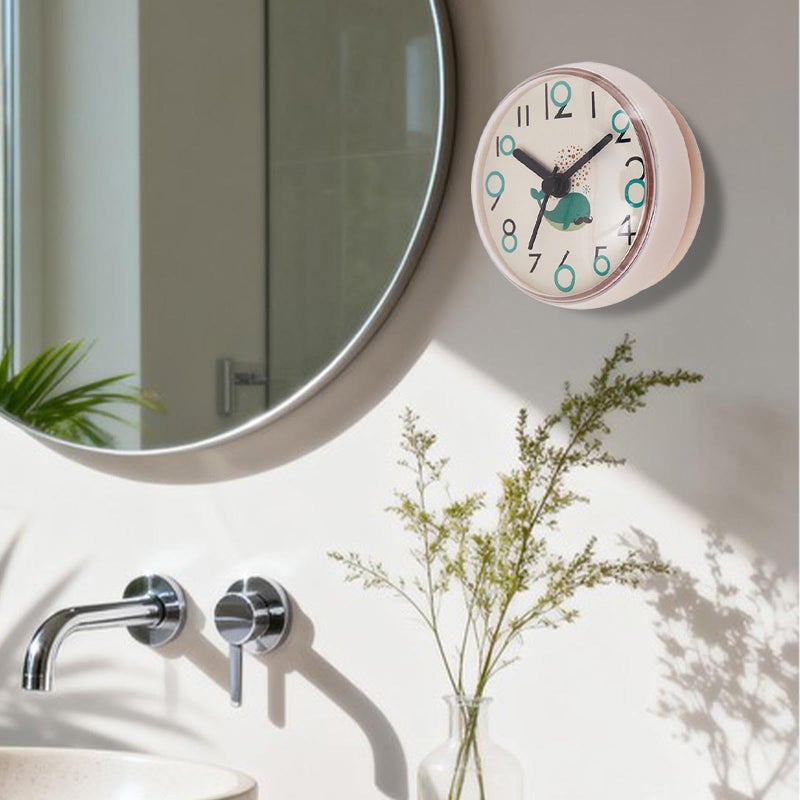 Gray Shower Clock with Suction Cup Water Resistant Easy Reading Round Clock for Bathroom Pool Home Decor - Image 3