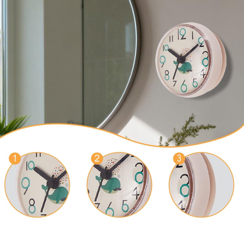 Gray Shower Clock with Suction Cup Water Resistant Easy Reading Round Clock for Bathroom Pool Home Decor - Image 4