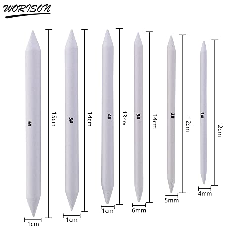 Worison Paper Blending Stump Set with Sand Paper and Kneadable Art Eraser - (White) - Image 2