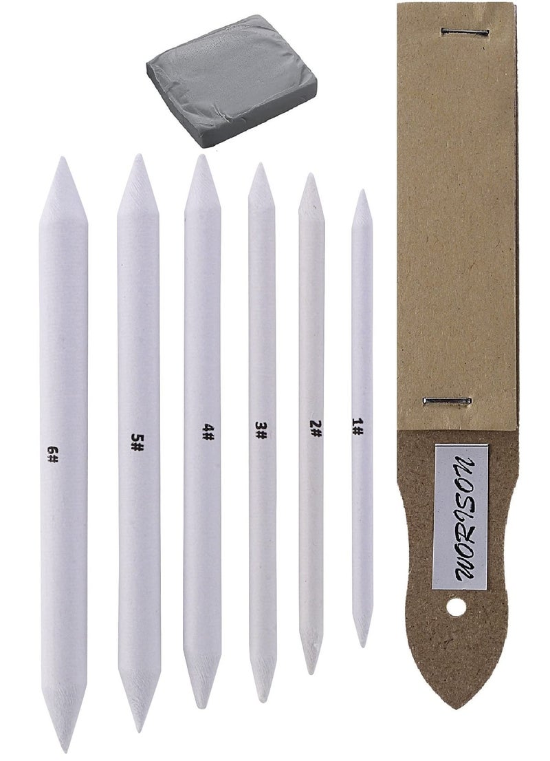 Worison Paper Blending Stump Set with Sand Paper and Kneadable Art Eraser - (White) - Image 1