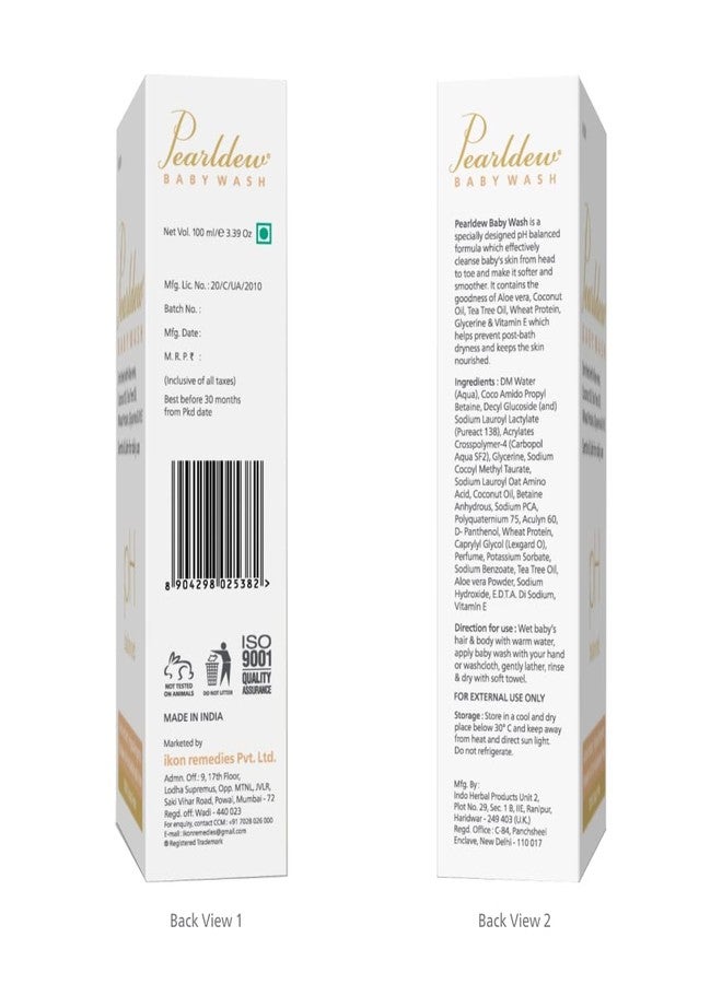Pearldew Skin Nourishing Baby Wash 100 ml |With Aloe Vera, Coconut Oil, Tea Tree Oil, Glycerine & Vitamin E|pH Balanced|Sulphate Free|Paraben Free|Pthalate Free 100 ml (Pack of 1 (100ml X1)) - Image 2