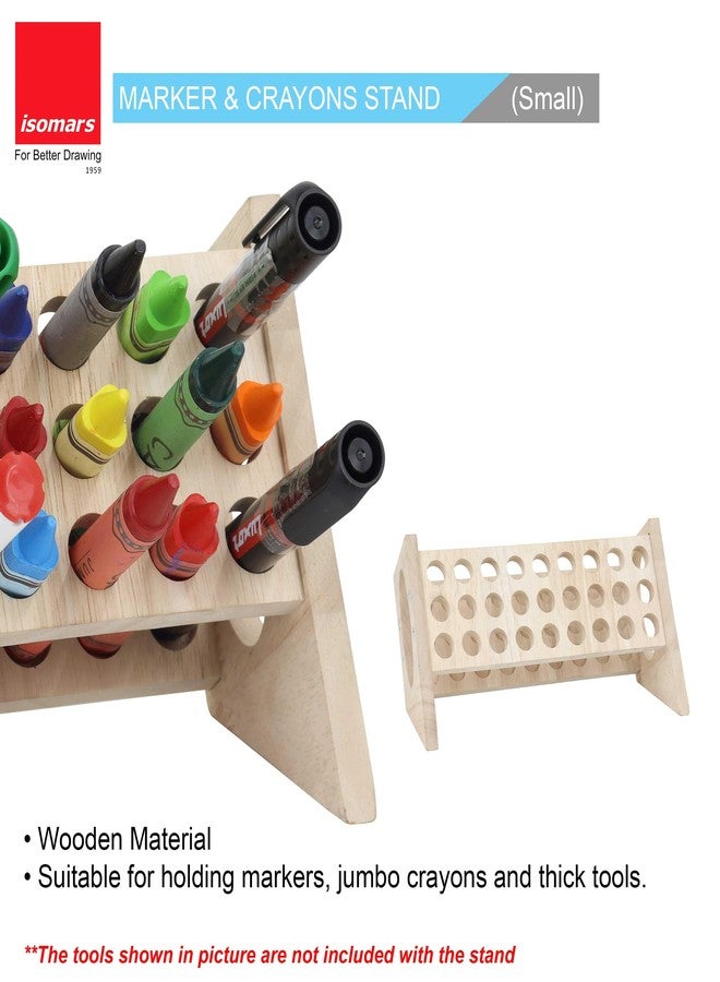 Isomars Wooden Marker, Crayon & Pen Stand – 27-Hole Organizer Rack (26 x 7.5 cm) – Ideal for Artists, Students & Hobbyists - Image 3
