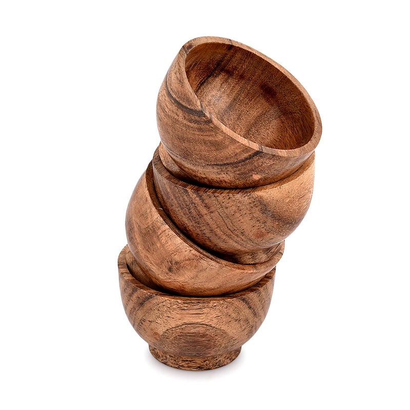 EDHAS Bowl Sets Acacia Round Bowl for Condiments, Dip Sauce, Nuts, Candy and More (Set of 4), (3" x 3" x 2") - Image 4